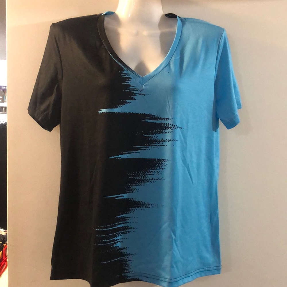 Black and Turquoise Short Sleeved Top